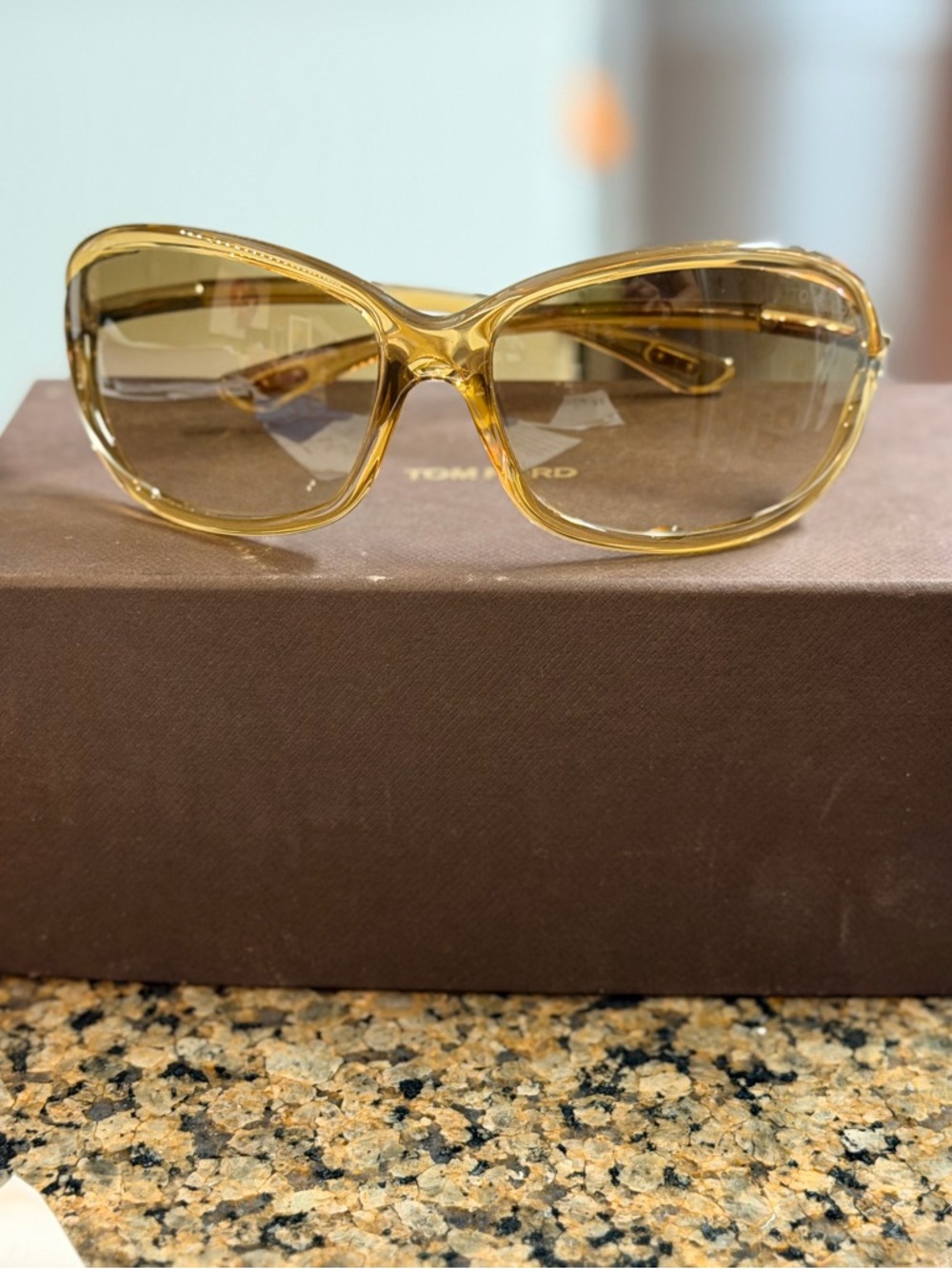 Tom Ford Jennifer Translucent Amber Oversized Women's Sunglasses Vintage